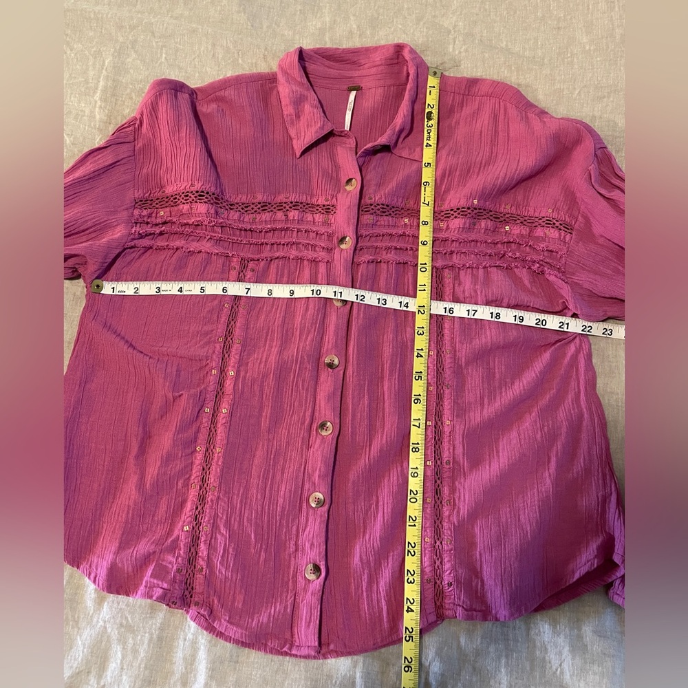Free People Pink Summer Stars Boho Electra Shirt - Picture 4 of 7